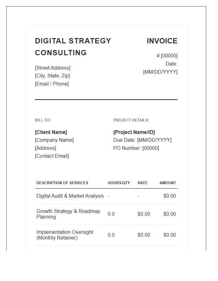Digital Strategy Consulting Invoice Template