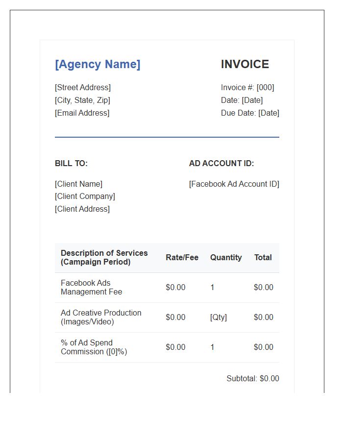 Facebook Ads Agency Invoice Template