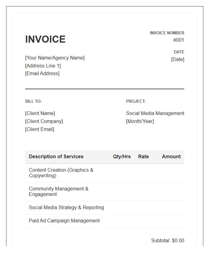 Social Media Management Invoice Template
