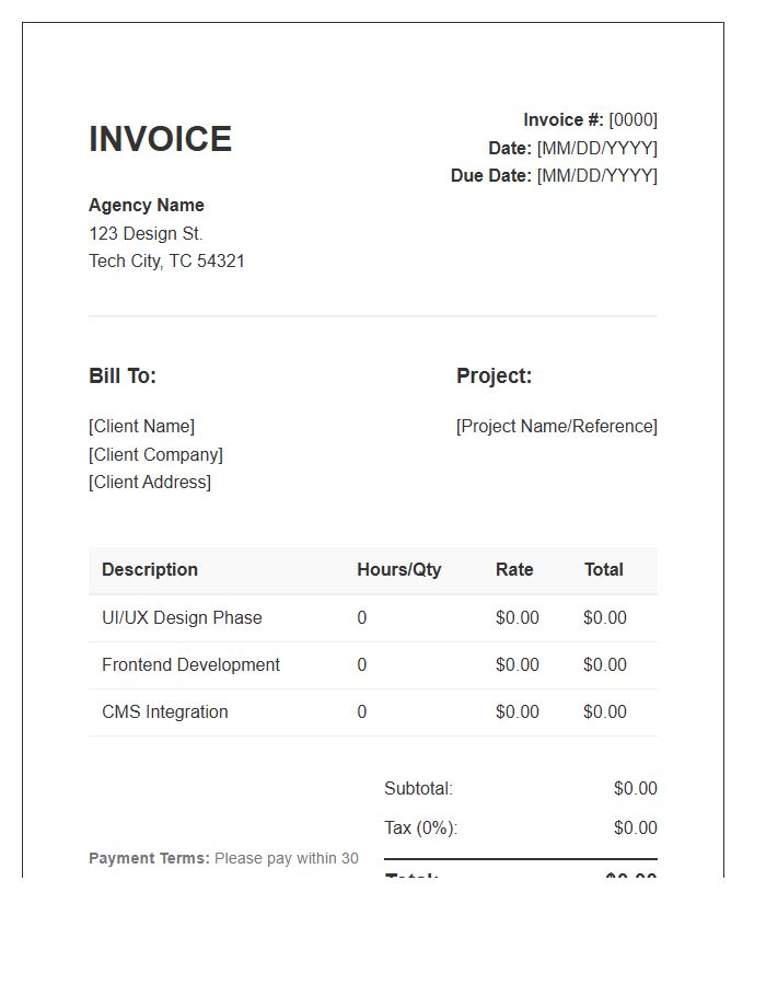 Web Design Agency Invoice Template