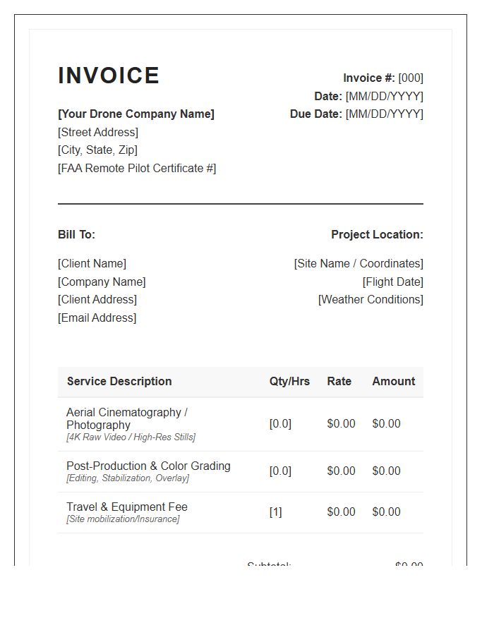 Drone Photography Professional Invoice Template
