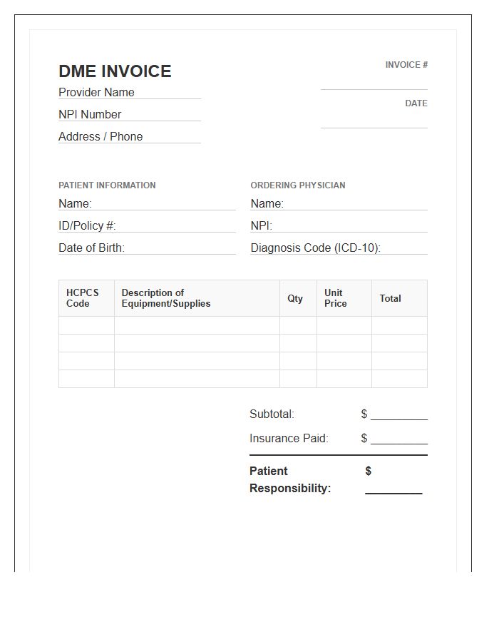 Durable Medical Equipment Billing Invoice Template