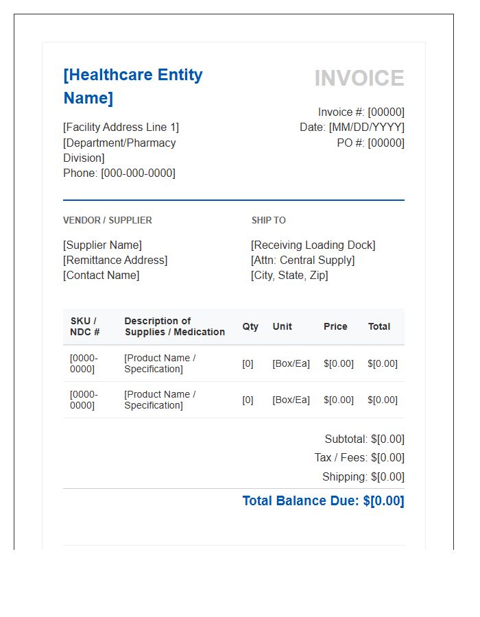 Healthcare Supply Chain Invoice Template