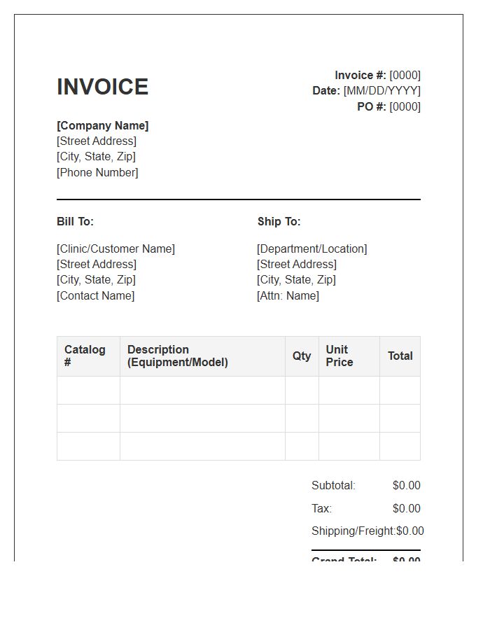 Ophthalmic Equipment Billing Invoice Template