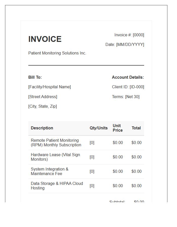 Patient Monitoring System Invoice Template