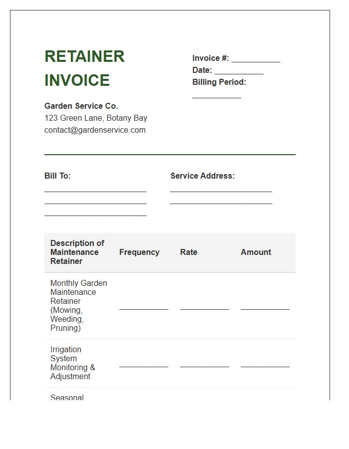 Garden Maintenance Service Retainer Invoice Template