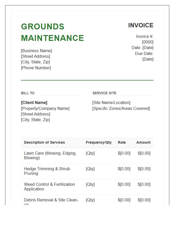 Professional Grounds Maintenance Invoice Template