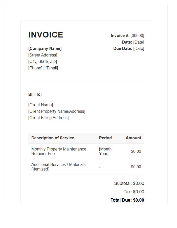 Property Maintenance Monthly Retainer Invoice Template