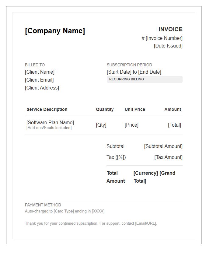 Automated Recurring Software Invoice Template