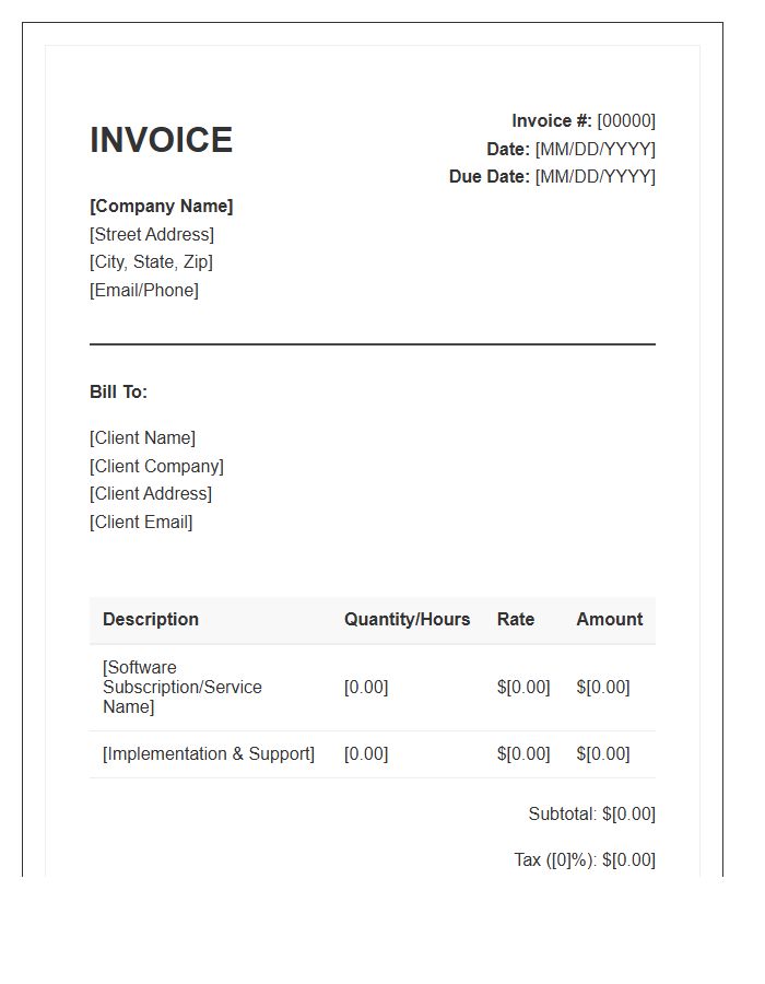 Corporate Software Service Invoice Template