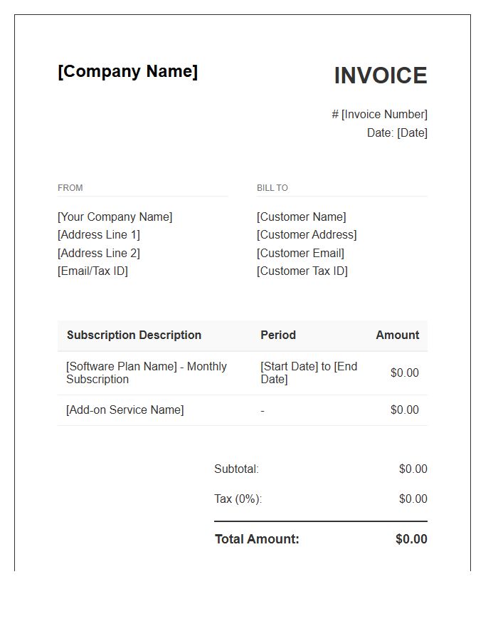 Monthly Subscription Software Invoice Template