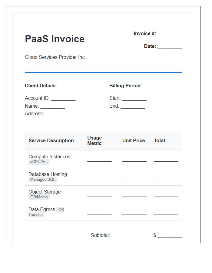Platform As A Service Billing Invoice Template