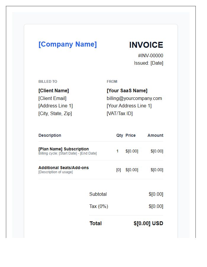 Professional SaaS Billing Invoice Template
