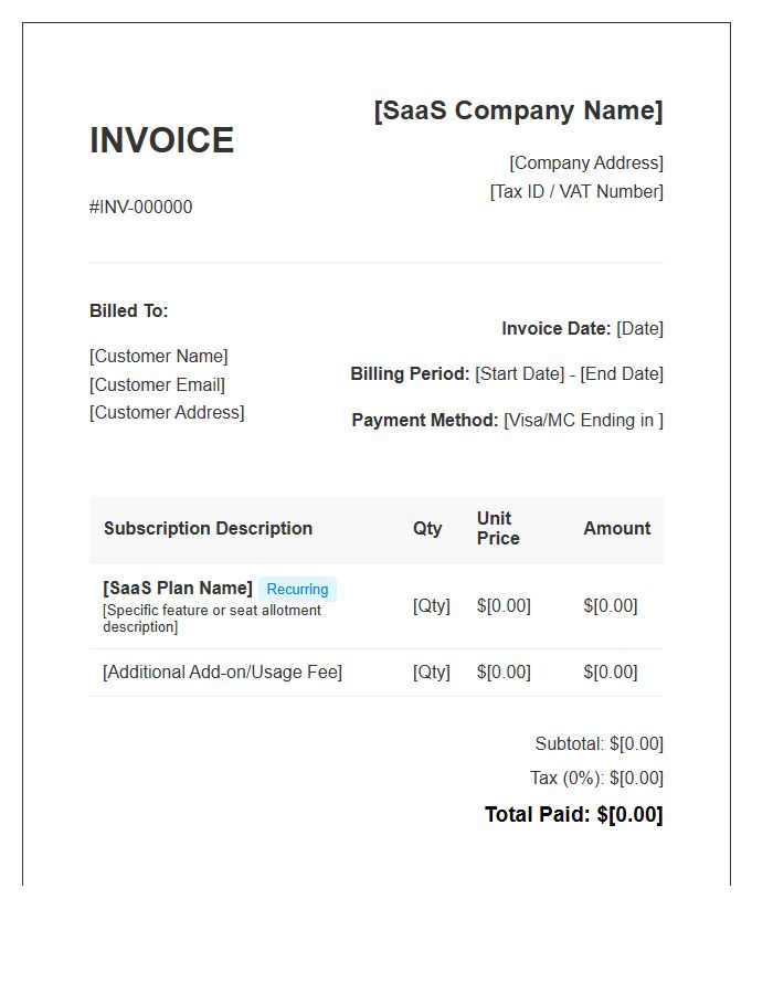 SaaS Recurring Billing Invoice Template