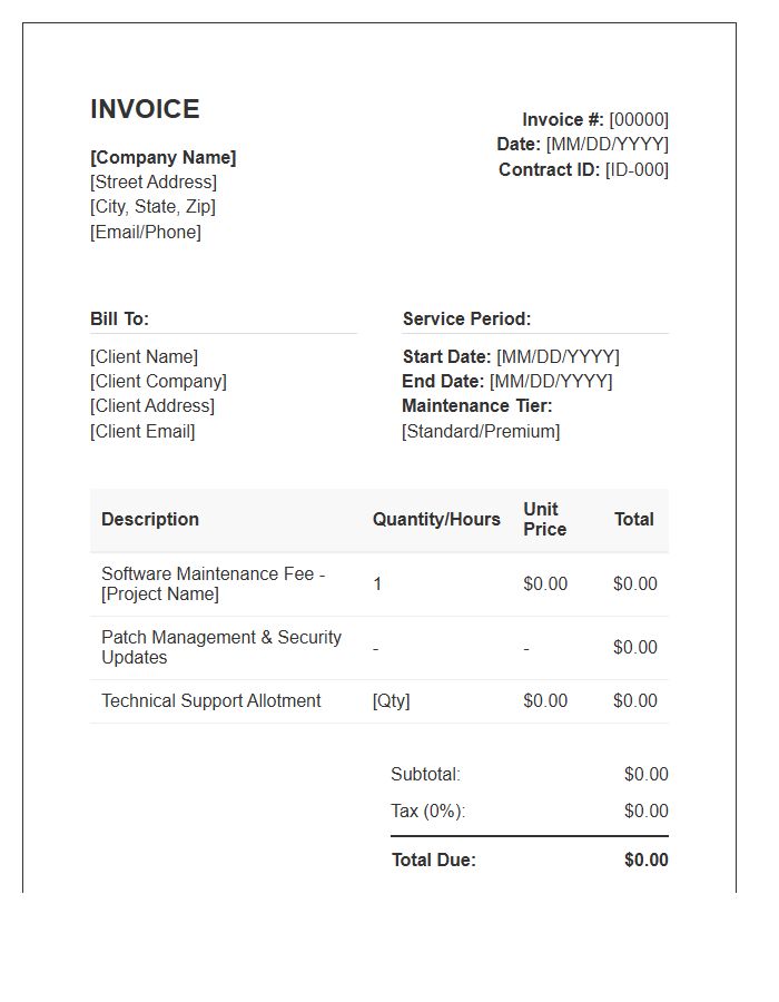 Software Maintenance Contract Invoice Template