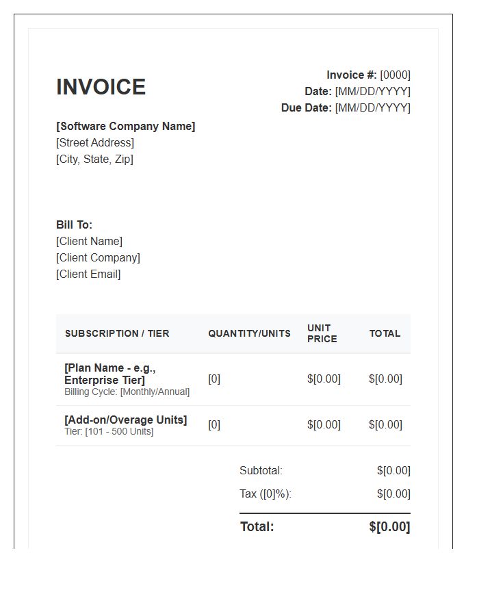 Tiered Pricing Software Invoice Template