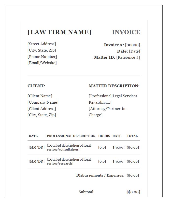 Boutique Law Firm Invoice Template