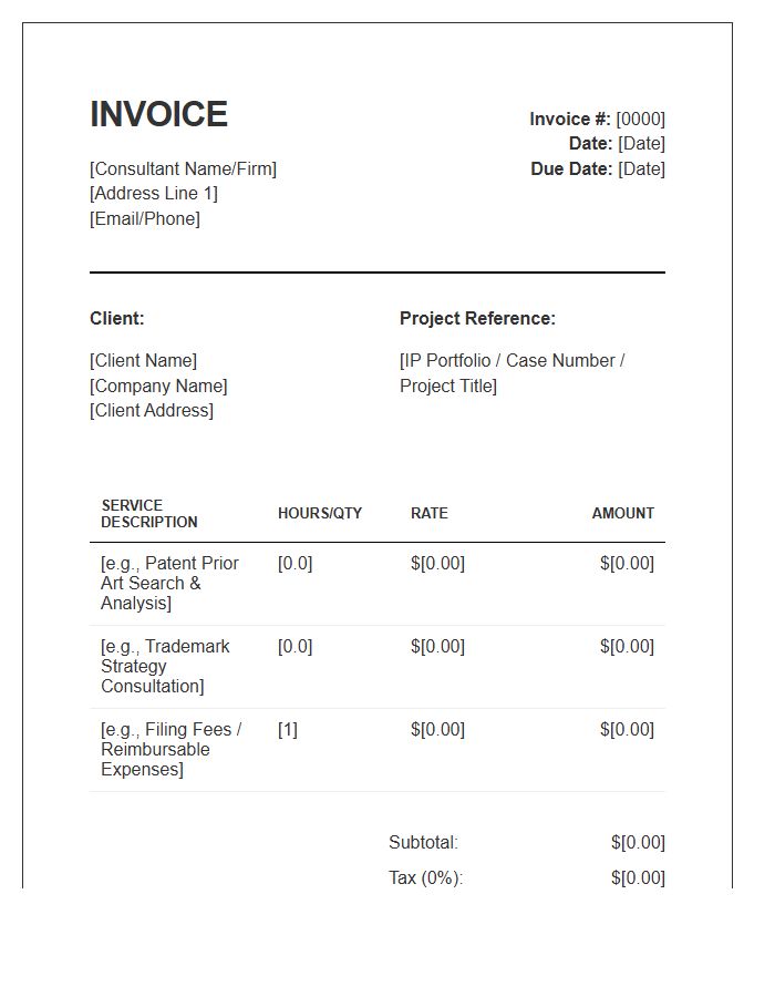 Intellectual Property Consulting Invoice Template