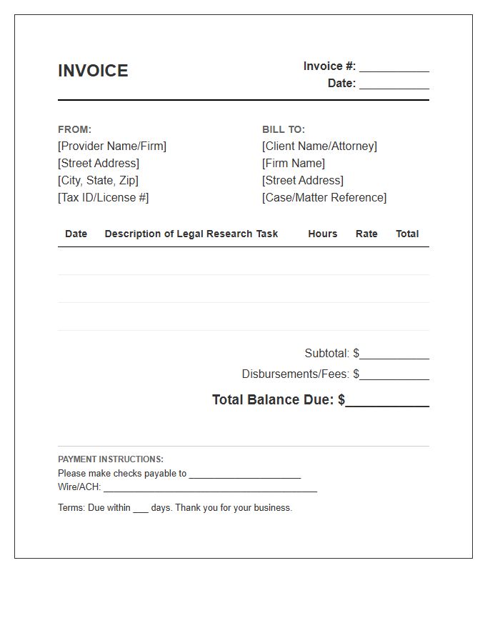 Legal Research Services Invoice Template