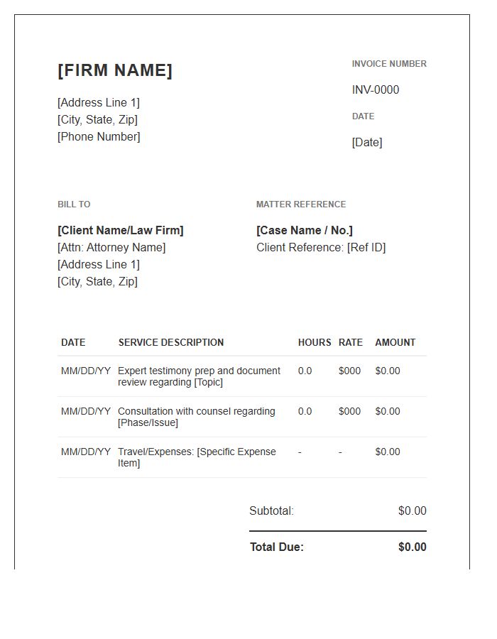 Litigation Consulting Firm Invoice Template