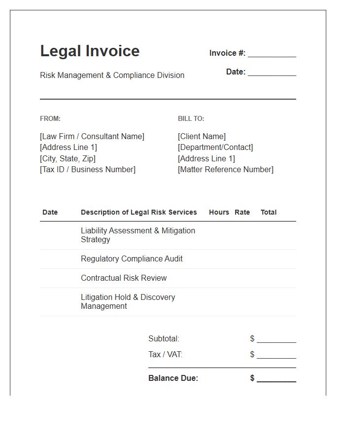 Risk Management Legal Invoice Template