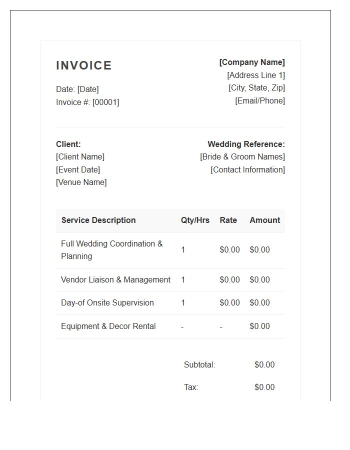 Professional Wedding Event Management Invoice Template