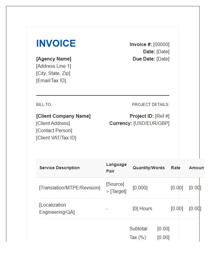 Localization Services Corporate Invoice Template
