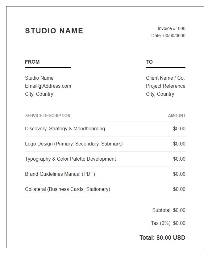 Brand Identity Design Invoice Template