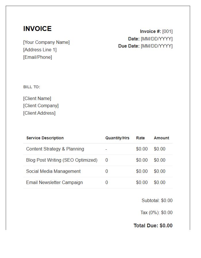 Content Marketing Services Invoice Template
