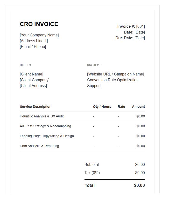 Conversion Rate Optimization Invoice Template