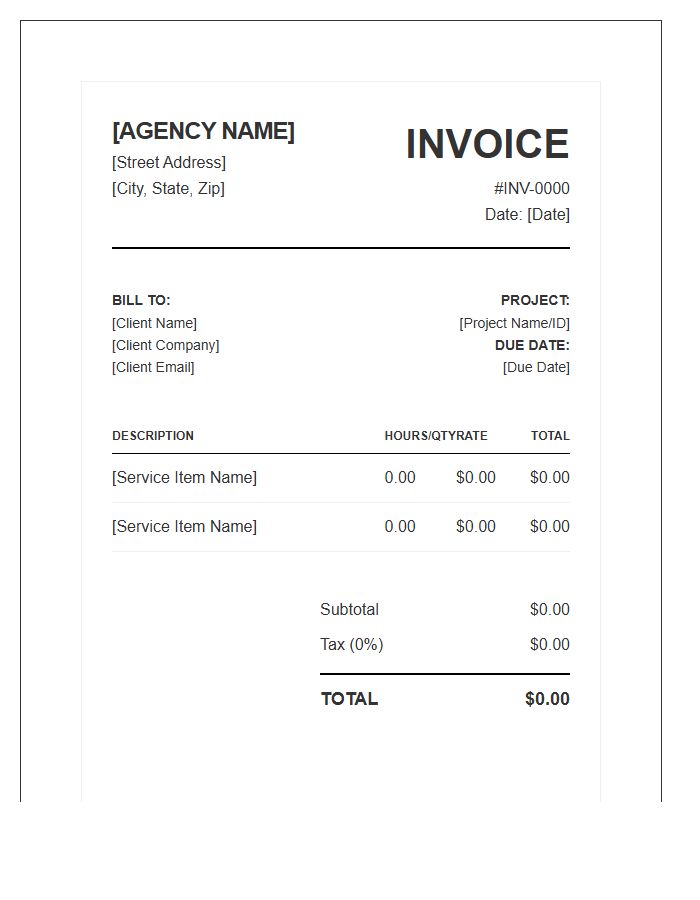 Digital Creative Agency Invoice Template