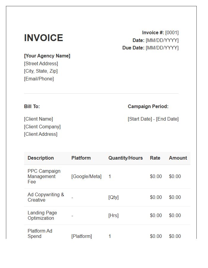 PPC Campaign Management Invoice Template