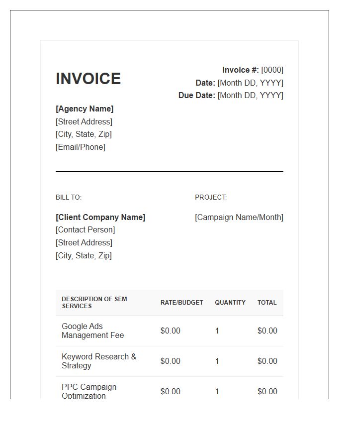 Search Engine Marketing Agency Invoice Template
