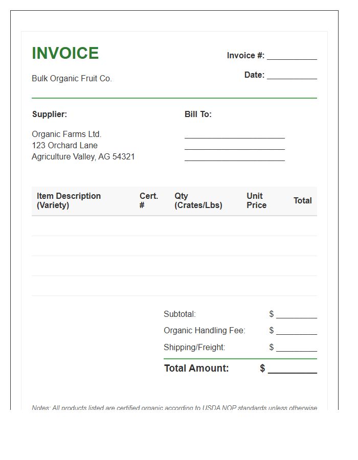 Bulk Organic Fruit Order Invoice Template