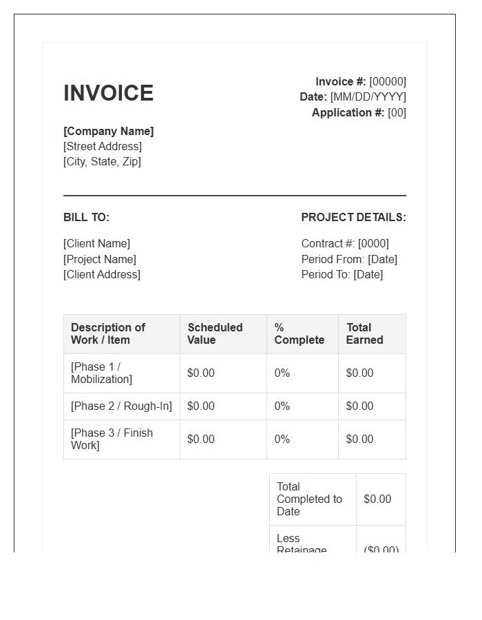 Construction Installment Billing Invoice Template