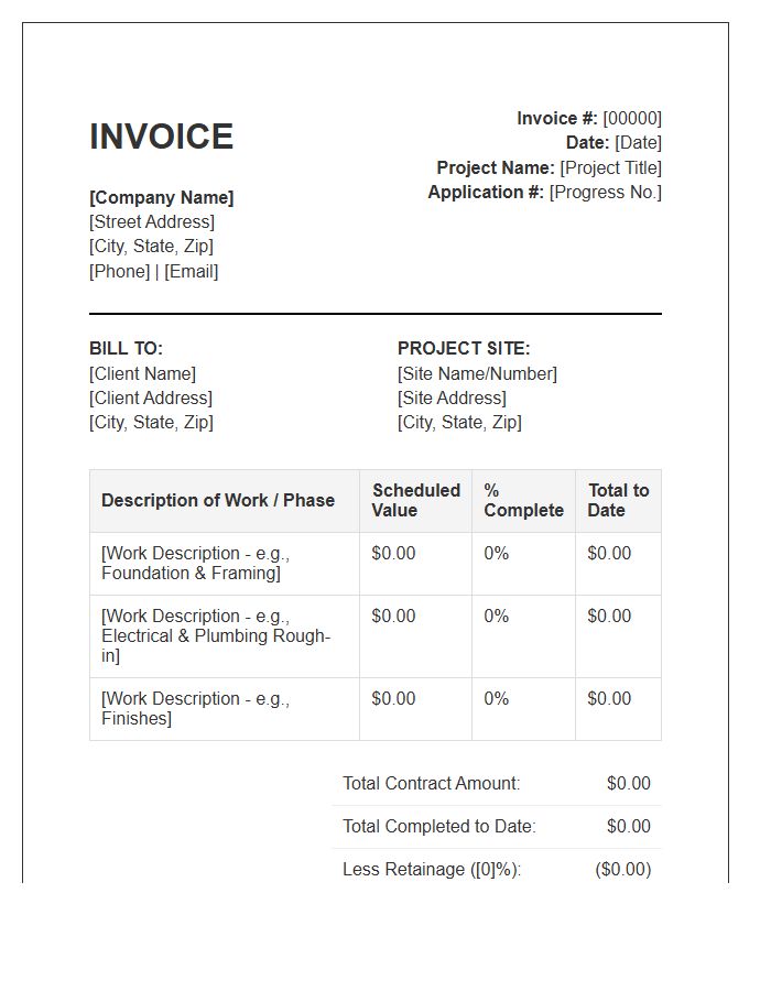 Partial Payment Construction Project Invoice Template