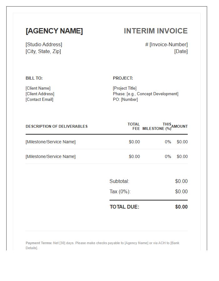 Creative Agency Interim Invoice Template