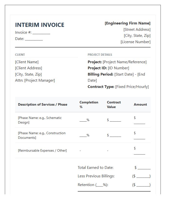 Engineering Project Interim Invoice Template