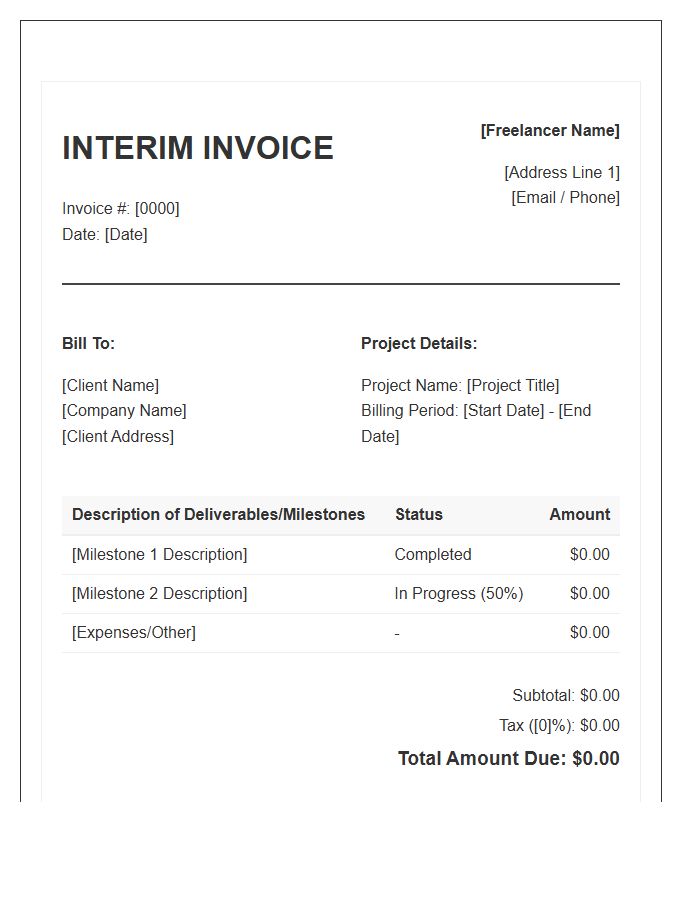 Freelance Project Interim Invoice Template