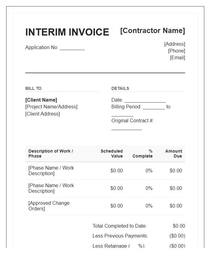 General Contractor Interim Invoice Template