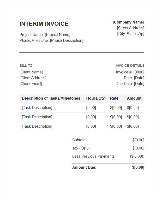 Long Term Project Interim Invoice Template