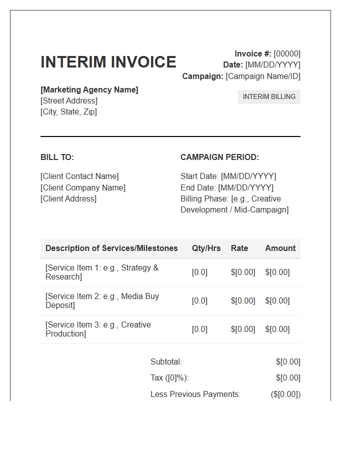 Marketing Campaign Interim Invoice Template