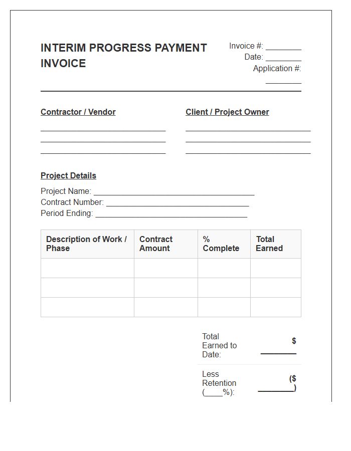 Commercial Interim Progress Payment Invoice Template