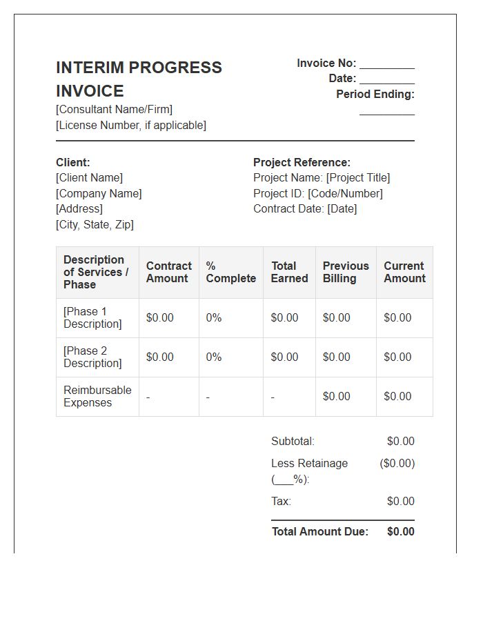Consultant Interim Progress Payment Invoice Template