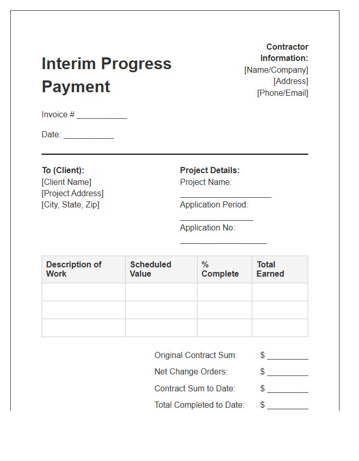 Contractor Interim Progress Payment Invoice Template