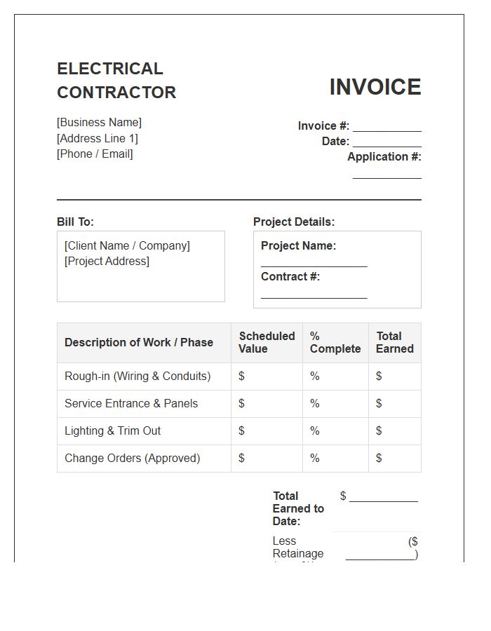 Electrical Interim Progress Payment Invoice Template