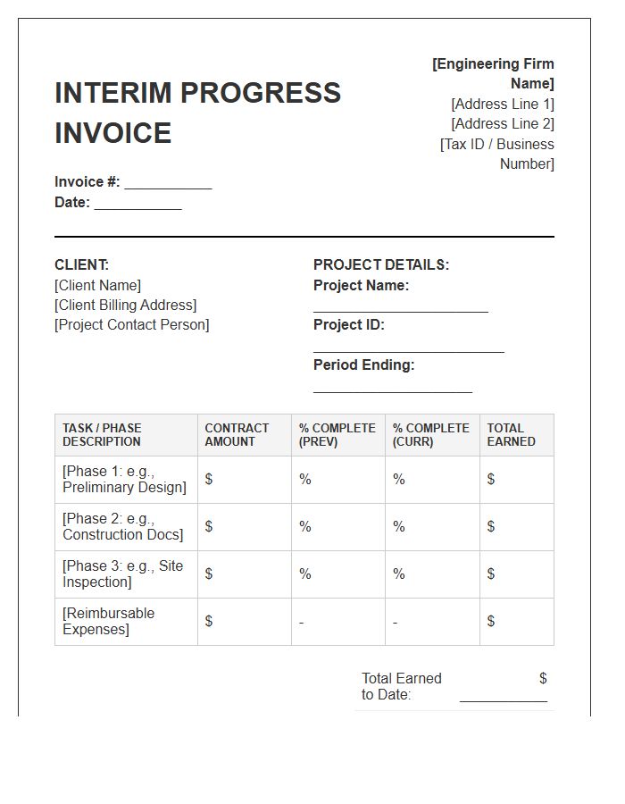 Engineering Interim Progress Payment Invoice Template
