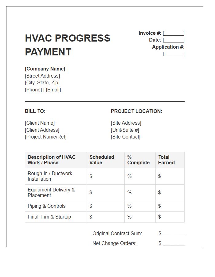 HVAC Interim Progress Payment Invoice Template