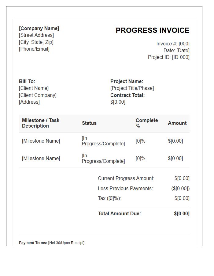 Milestone Interim Progress Payment Invoice Template