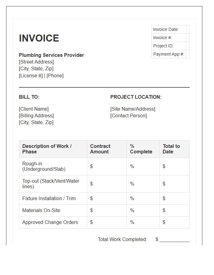 Plumbing Interim Progress Payment Invoice Template